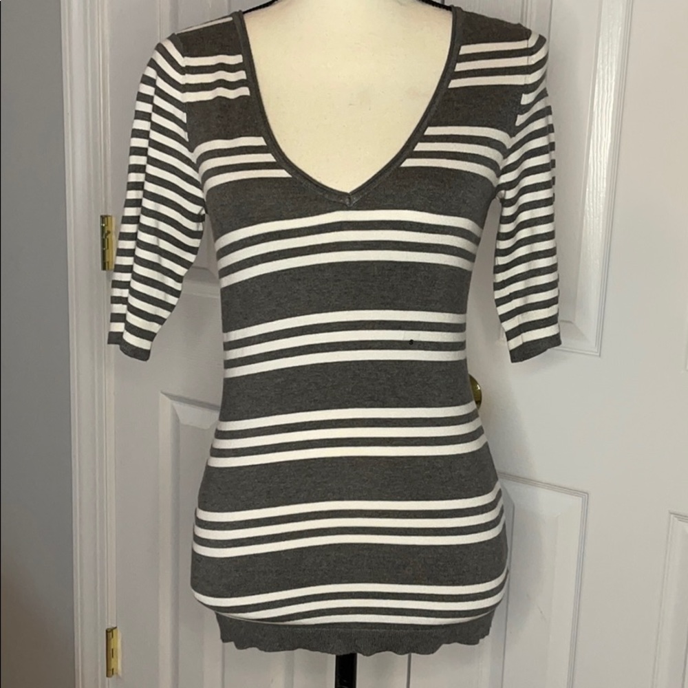 Express Gray and White Stripped Sweater